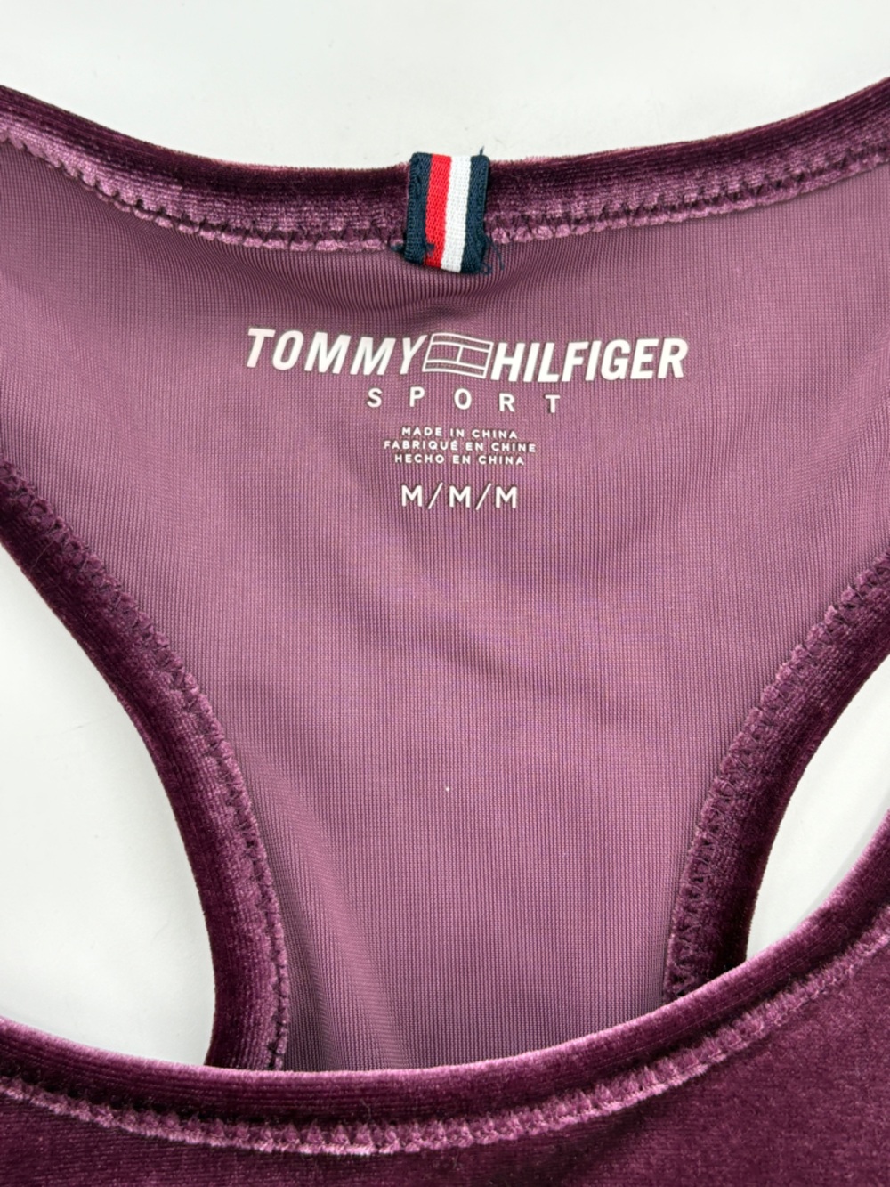 Tommy Hilfiger Velvet Racerback Sports Bra - Plum - Picture 6 of 9